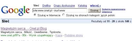 Zrzut ekranu wyników wyszukiwania Google