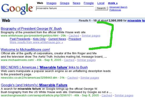 Google bombs dla miserable failure