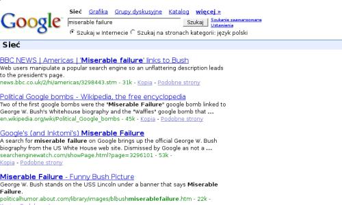 Google bombs dla miserable failure