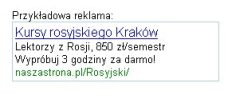 Przykładowa reklama AdWords