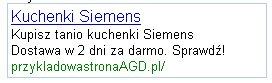  Linki sponsorowane AdWords w reklamie - przykład