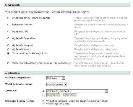 Raport AdWords