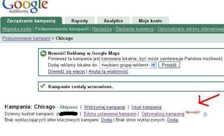 Optymalizator kampanii AdWords