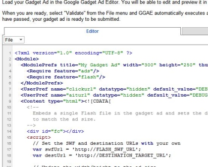 Google Gadget Ads Editor