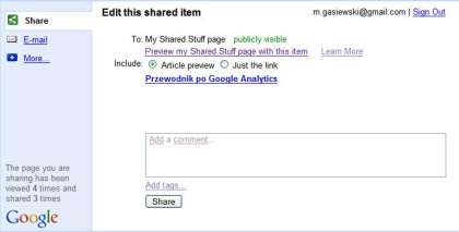 Dodawanie materiału za pomocą Google Shared Stuff