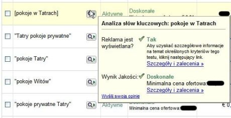 Analiza Wyniku Jakości słowa kluczowego