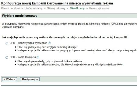 Modele cenowe przy reklamach kierowanych na miejsca wyświetlania reklam