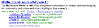 Dawna wersja Site links w Google