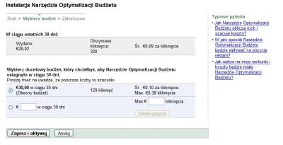 Wykorzystanie historii kampanii AdWords w narzędziu Optymalizator budżetu Google