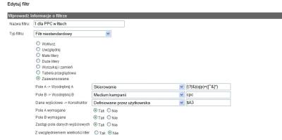 Pierwsza część filtra wykorzystywanego w śledzeniu AdWords poprzez Google Analytics