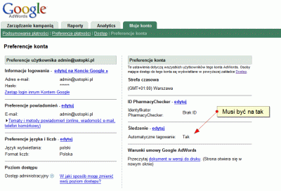 Tagowanie w interfejsie AdWords