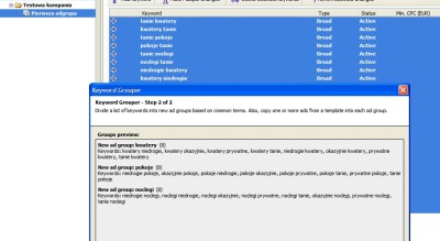 Grupowanie słów kluczowych na potrzeby kampanii AdWords