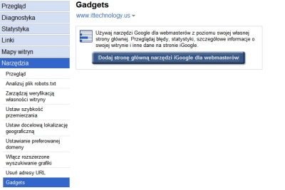 Dodanie gadżetu Google dla Webmasterów do iGoogle