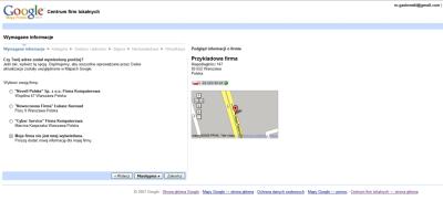Dodanie firmy do polskiej wersji Google Maps - krok Wymagane informacje
