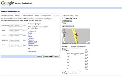 Dodanie firmy do polskiej wersji Google Maps - krok dodawanie niestandardowych informacji