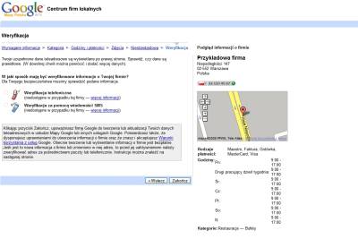 Dodanie firmy do polskiej wersji Google Maps - krok weryfikacja