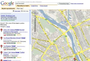 Widok mapy w polskiej wersji Google Maps