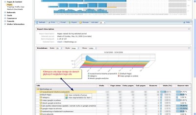 adCenter analytics - panel treści witryny