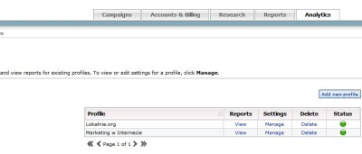 adCenter analytics - widok profili