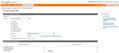 Google Analytics - filtr niestandardowy