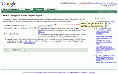 Google Analytics - połączenie z kontem Google AdWords