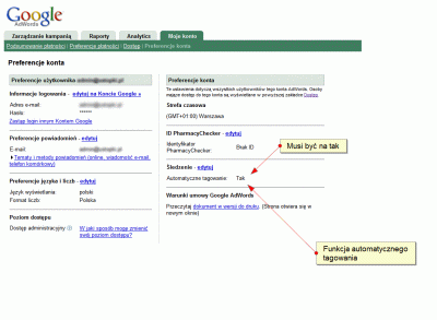 Automatyczne tagowanie w koncie Google AdWords