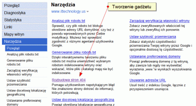 Tworzenie gadżetu Google dla witryn