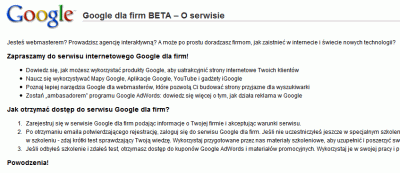 Serwis Google dla firm