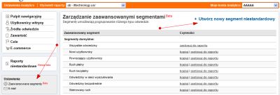 Segmenty niestandardowe w Google Analytics - tworzenie segmentu