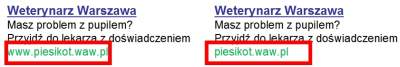 Testowanie adresu wyświetlanego w reklamach AdWords