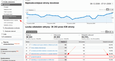 Najskuteczniejsze strony docelowe w Google Analytics