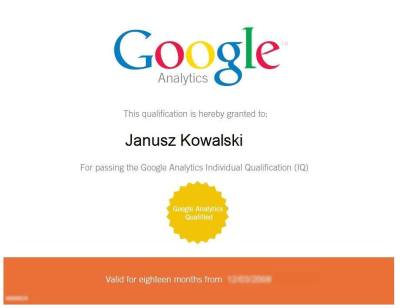 Certyfikat Google Analytics Individual Qualification