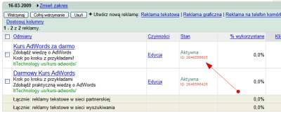 Identyfikatory w kampanii Google AdWords - tekst reklamowy i grupa reklamowa
