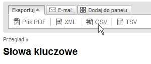 Ikonka CSV w Google Analytics