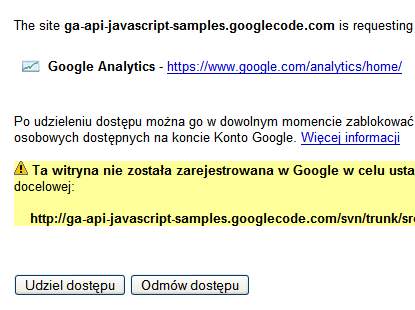 Dostep do danych Google Analytics