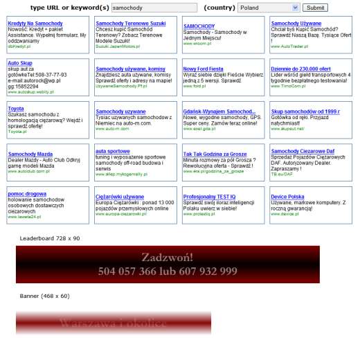 Narzędzie do sprawdzania różnych reklam AdWords wyświetalnych w Sieci Partnerskiej
