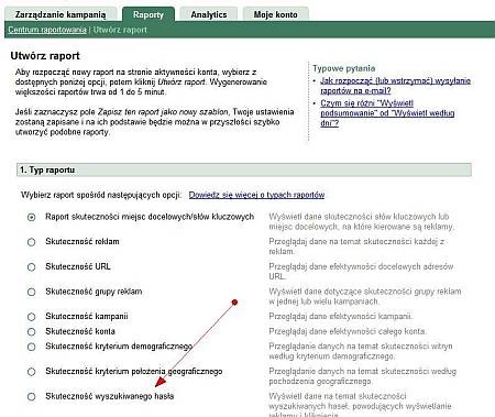 Raport skuteczność wyszukiwanego hasła w AdWords