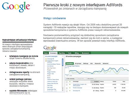 Nowy interfejs Google Adwords