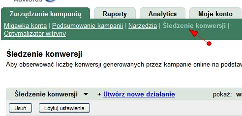 Konwersje w interfejsie Google AdWords