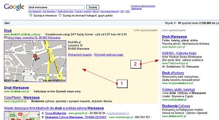 Rozszerzenia reklamy adwords - mapka na stronie