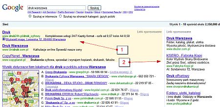 Rozszerzenia reklam adwords w wynikach wyszukiwania Google