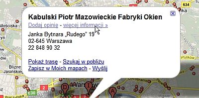 dane firmy po wyszukiwaniu w mapach Google