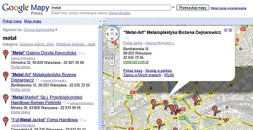 Firmy w mapach Google