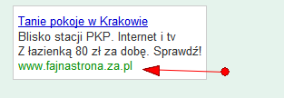 Adres wyświetlany w reklamie Google AdWords