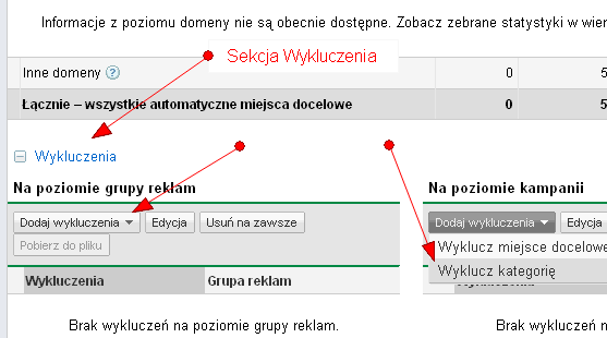 Wykluczenia w Sieci partnerskiej Google