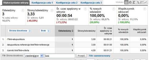 Statystyki w Google Analytics Linków witryny dla reklam Google AdWords