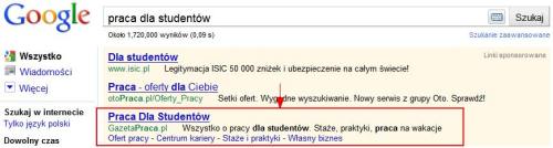 Linki witryny dla reklam Google AdWords