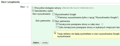 Przykład remarketingu - kierowanie reklamy na całą Sieć partnerską