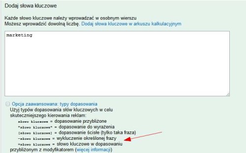 Dopasowanie przybliżone w AdWords