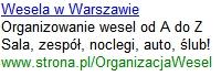 Przykład reklamy Google AdWords - tekst reklamowy